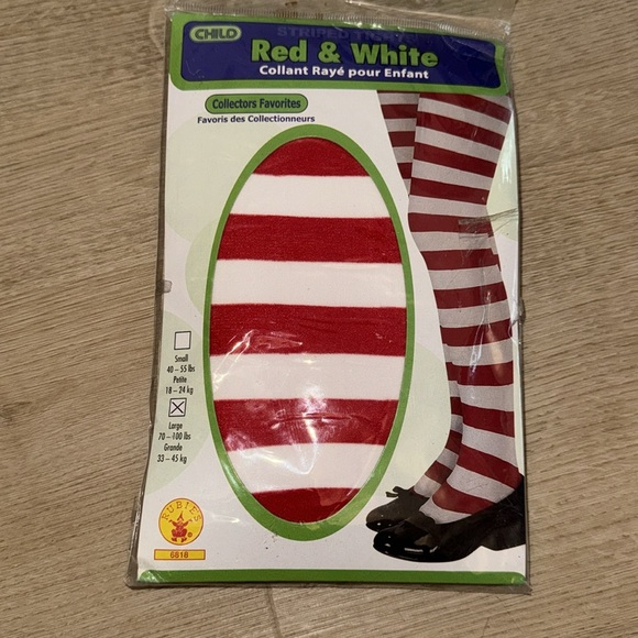 Red & White Striped Tights - Picture 2 of 3